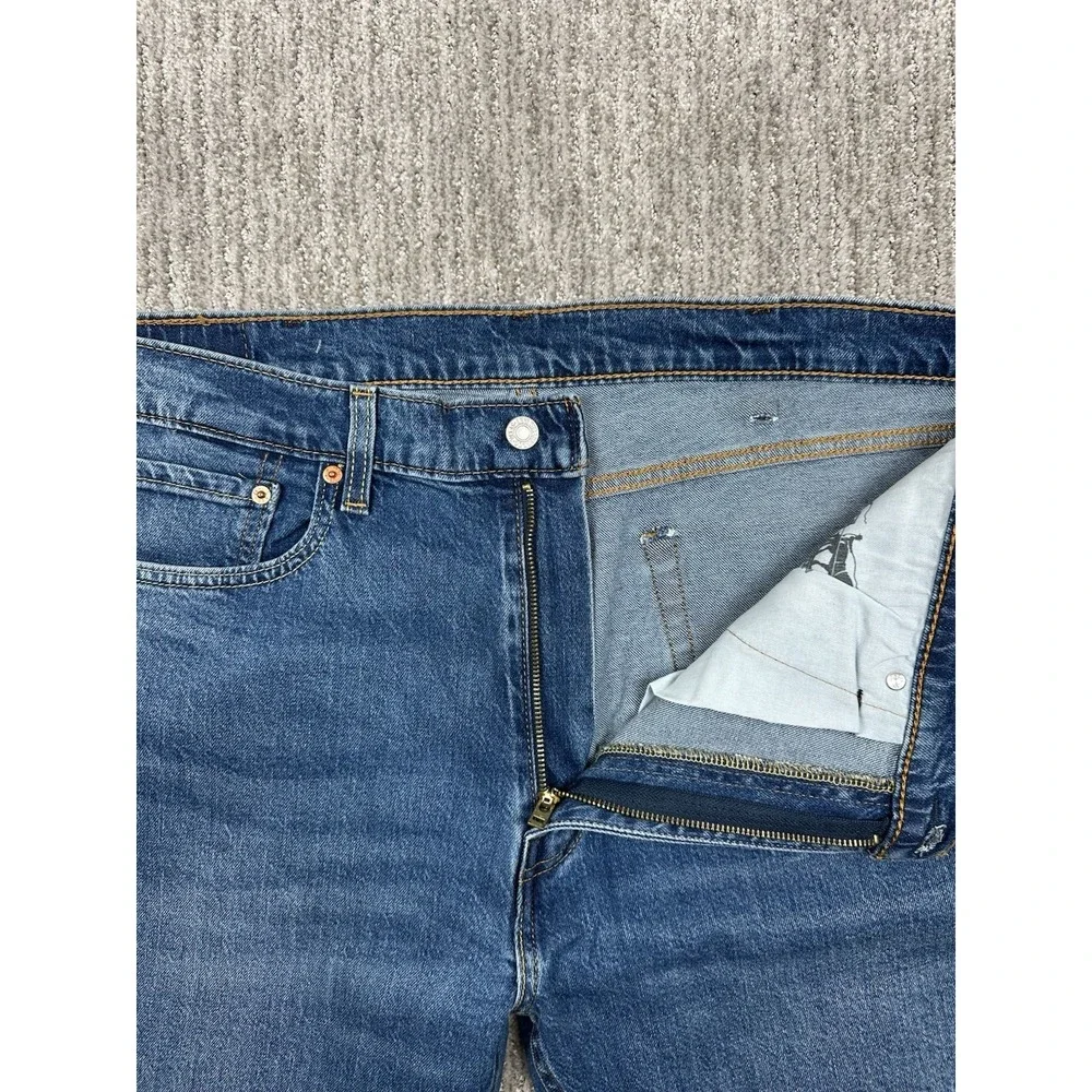 Levis 505 Jeans Mens 38x32 Regular Straight Stretch Blue Medium Wash Denim